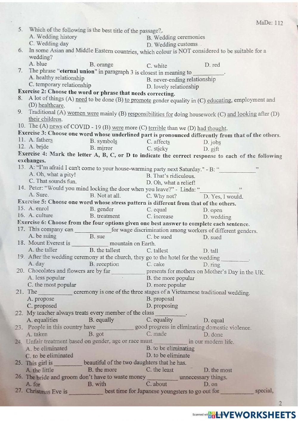 Y10 Mid term 2 - THĐ