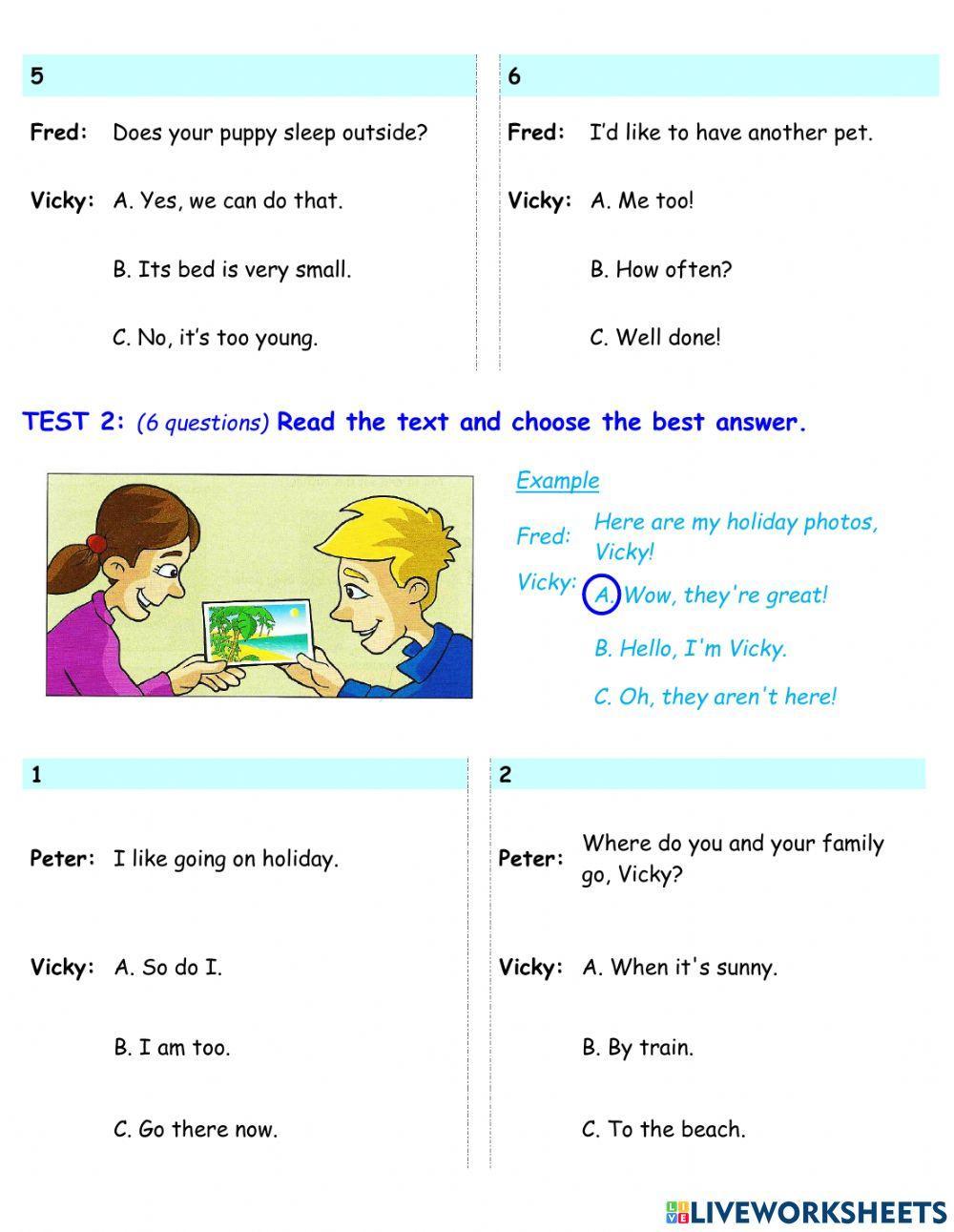 Movers - Reading & Writing - Part 2