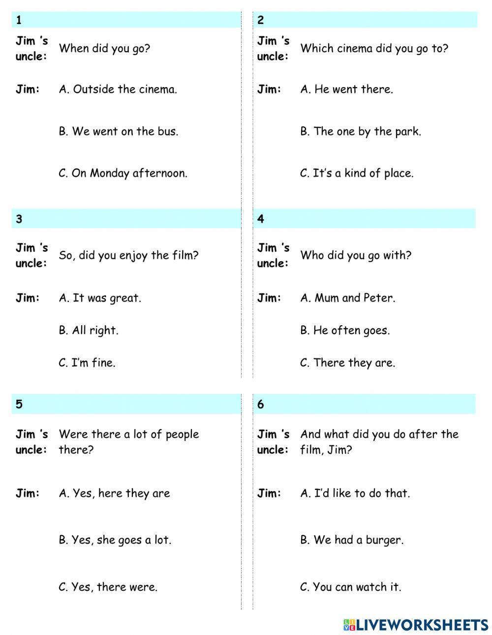 Movers - Reading & Writing - Part 2