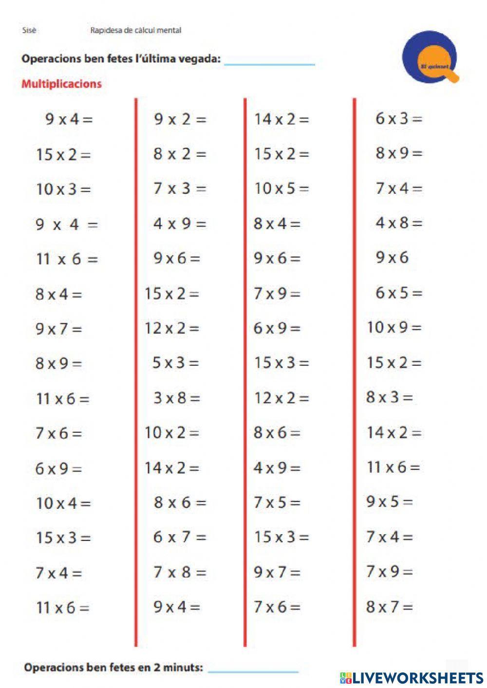 Quinzet multiplicacions 6è