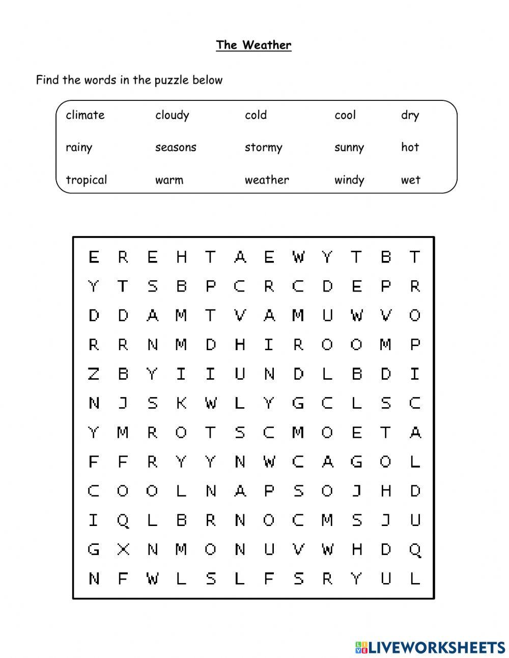 Weather Word Puzzle Weather Word Puzzle