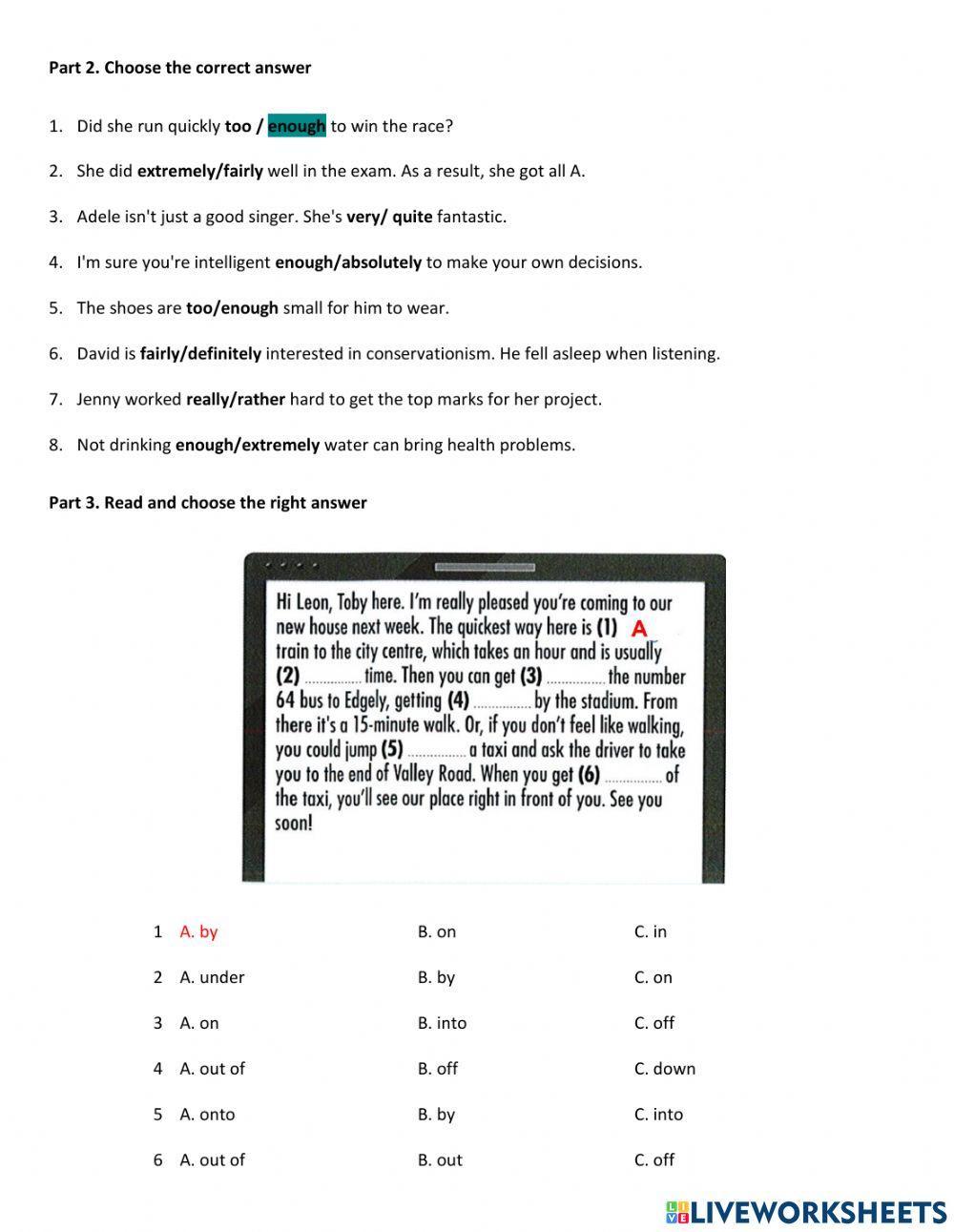 Complete pet - final test - unit 7 - r&w