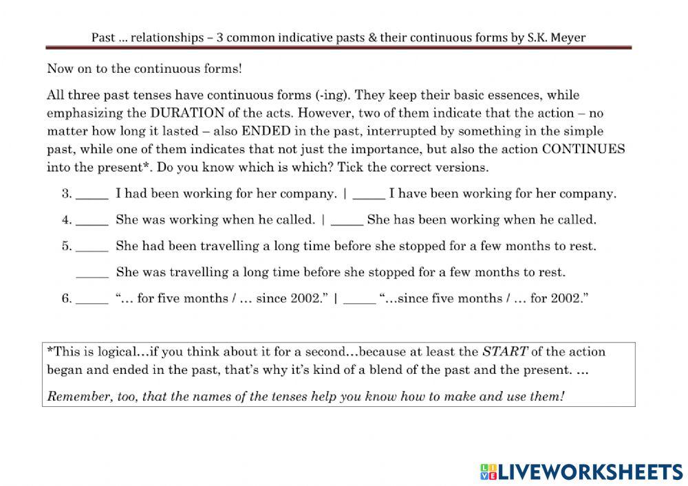 SMT-3 common indicative pasts and cont forms