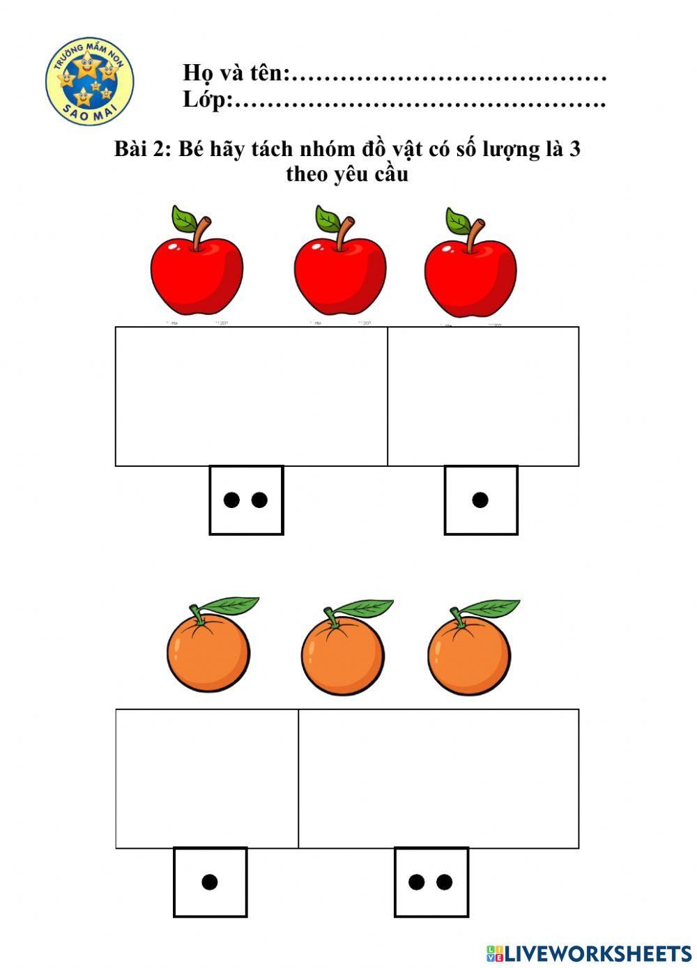 Số 3 - Tách gộp trong phạm vi 3
