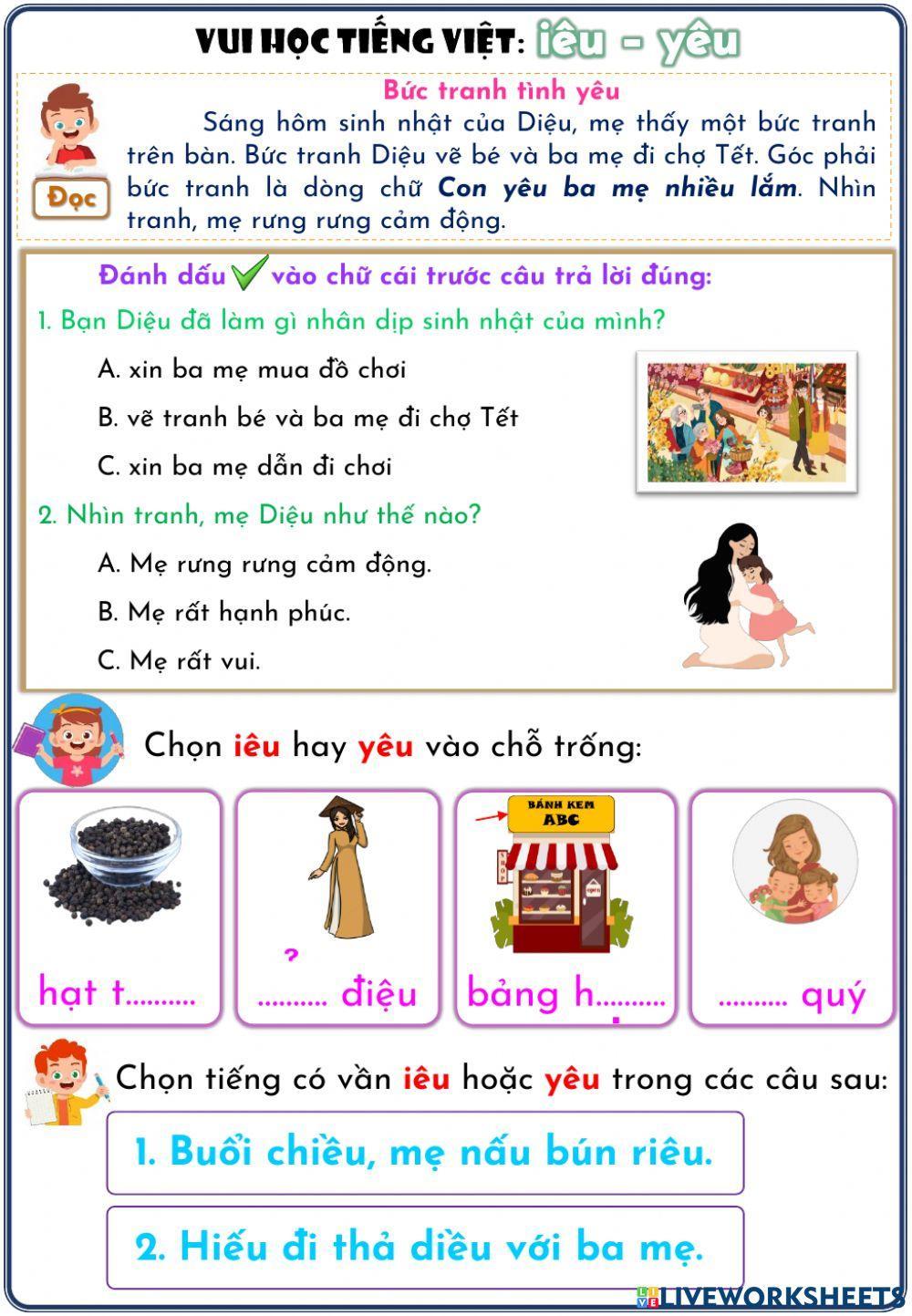 Phiếu ôn tập iêu, yêu Phiếu ôn tập iêu, yêu
