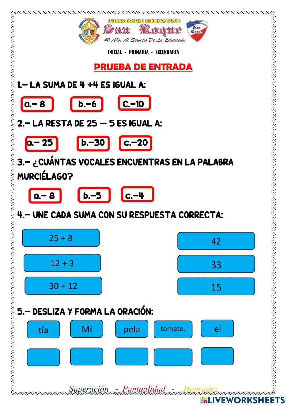 Prueba de entreda