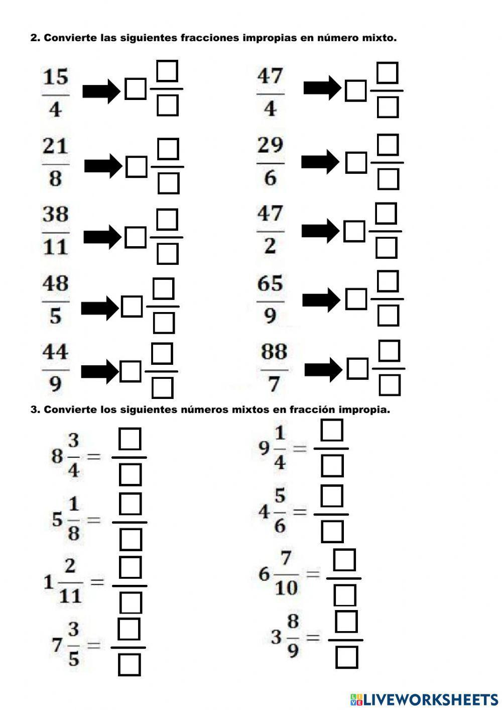 Fracciones propias,impropias,equivalentes