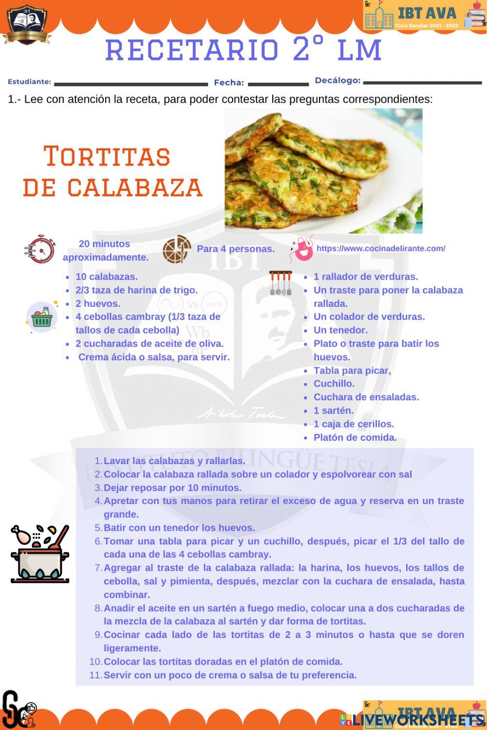 Recetario 2° - Lista de compras