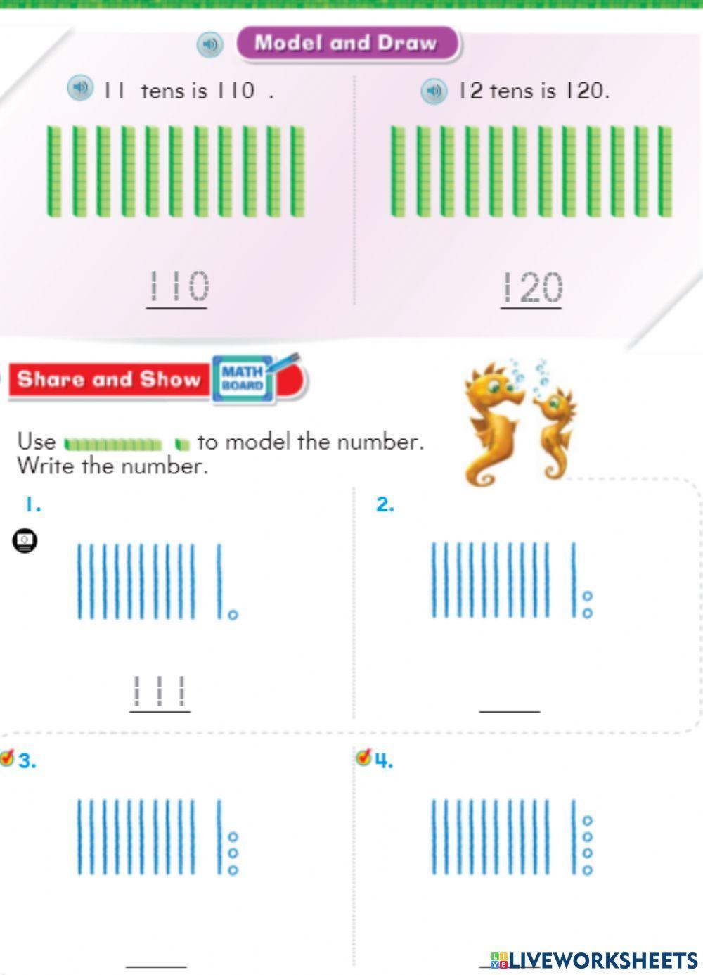 Model , Read , and write numbers from 100 to 120