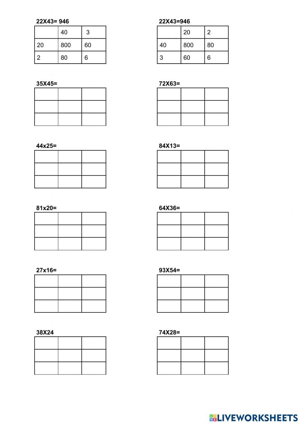 Multiiplicacions 2 xifres per descomposició