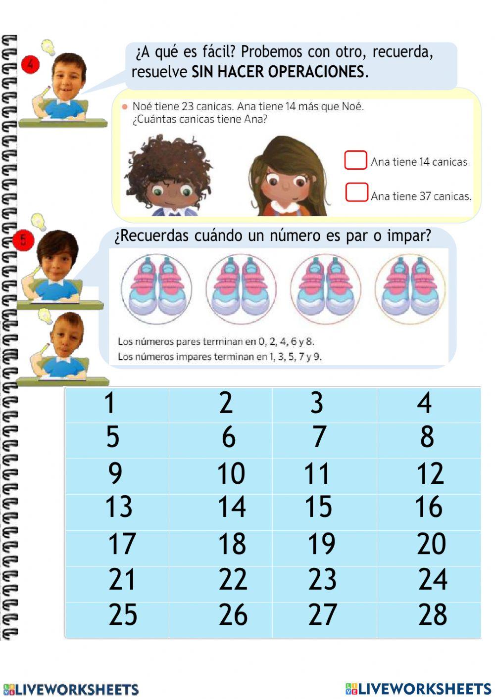 Repaso calculo, problemas y pares e impares