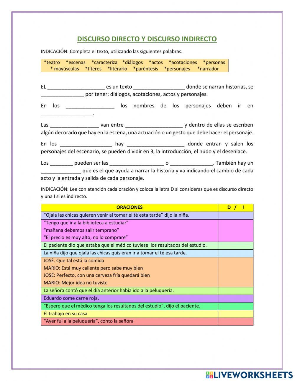 Discurso directo e indirecto