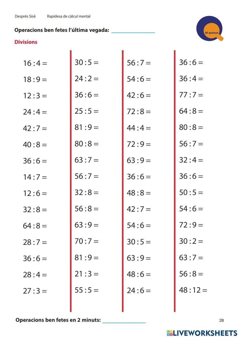 Quinzet divisions 6è