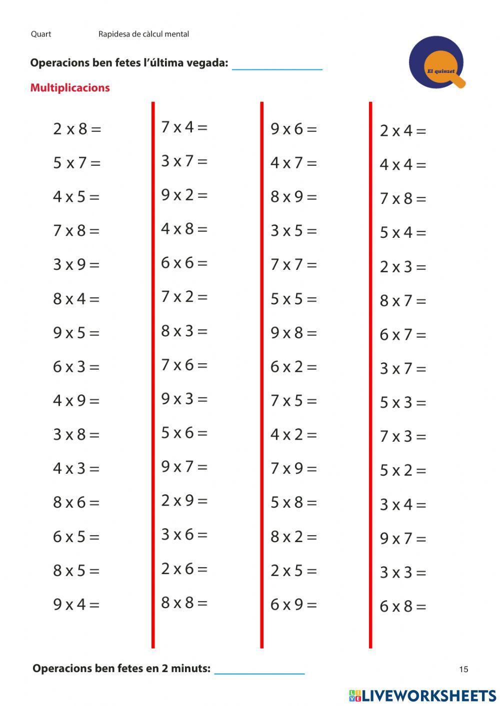 Quinzet multiplicacions 4t
