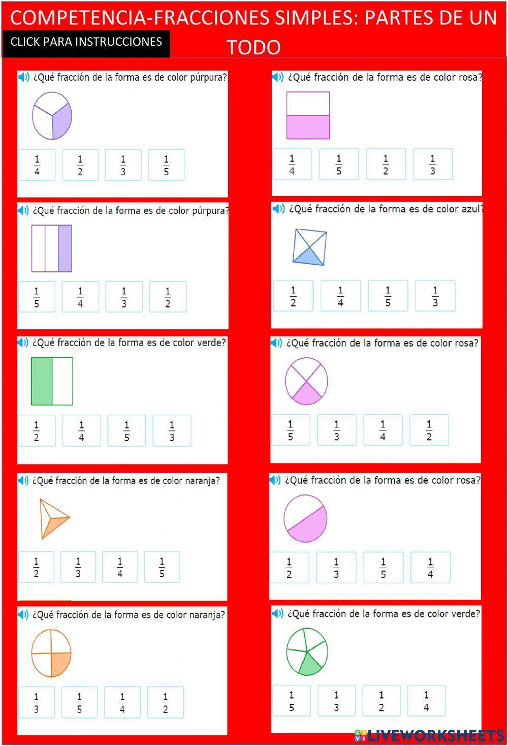 Fracciones simples: partes de un todo