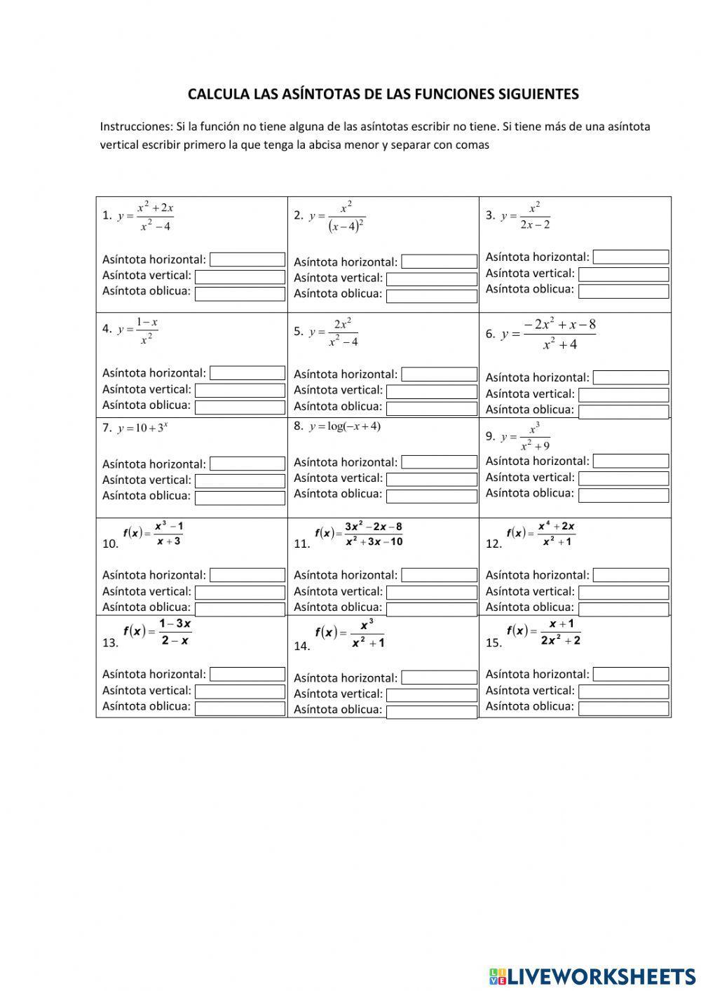 Cálculo de asíntotas
