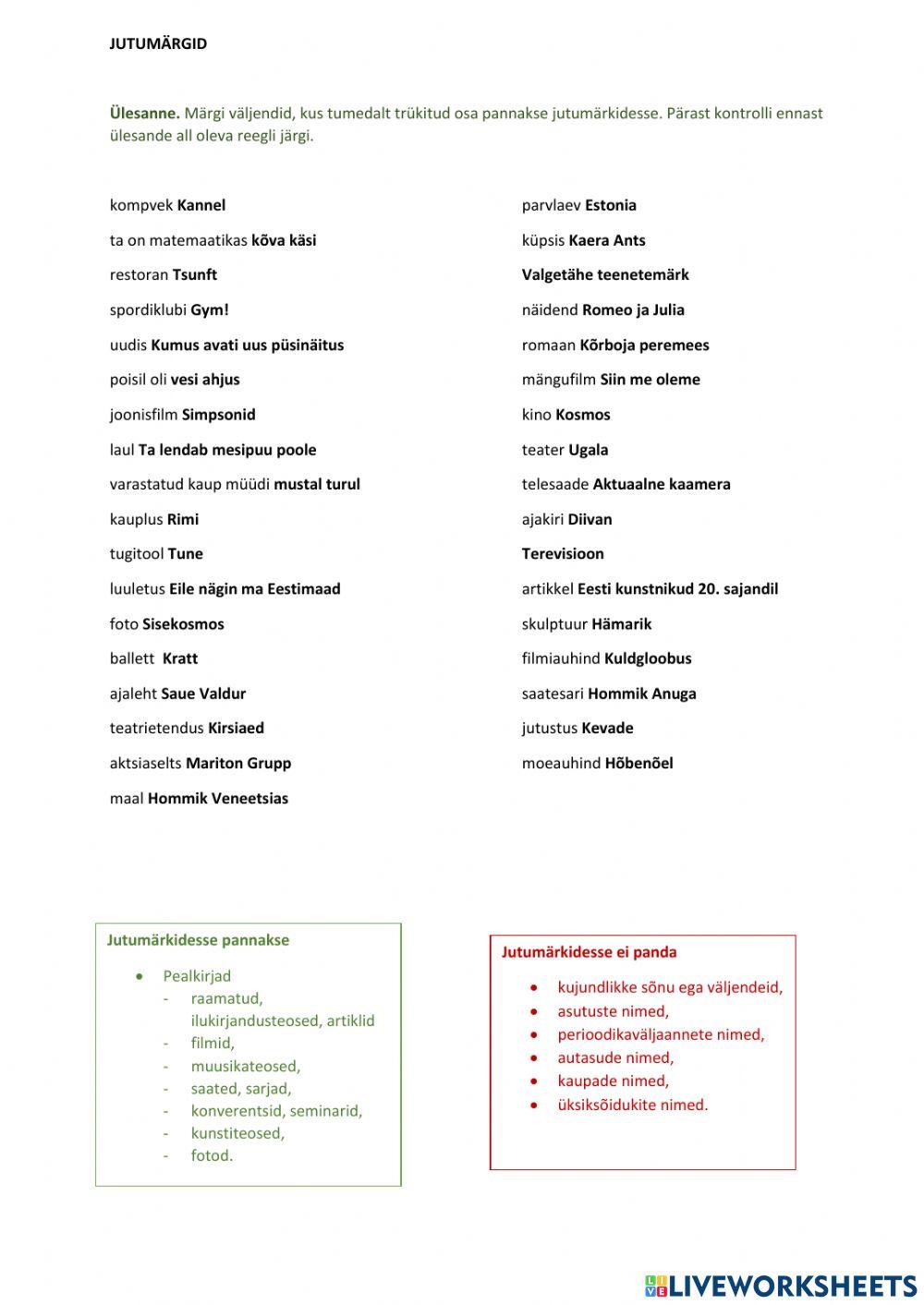 Jutumärgid 2. Kordamine 9. klassi lõpueksamiks