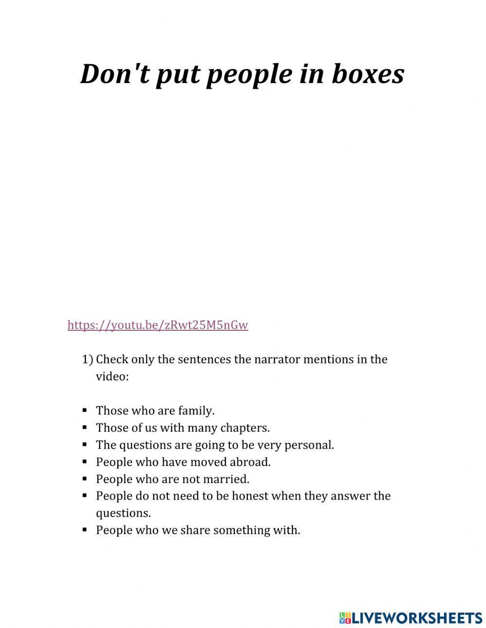 Don't put people in boxes
