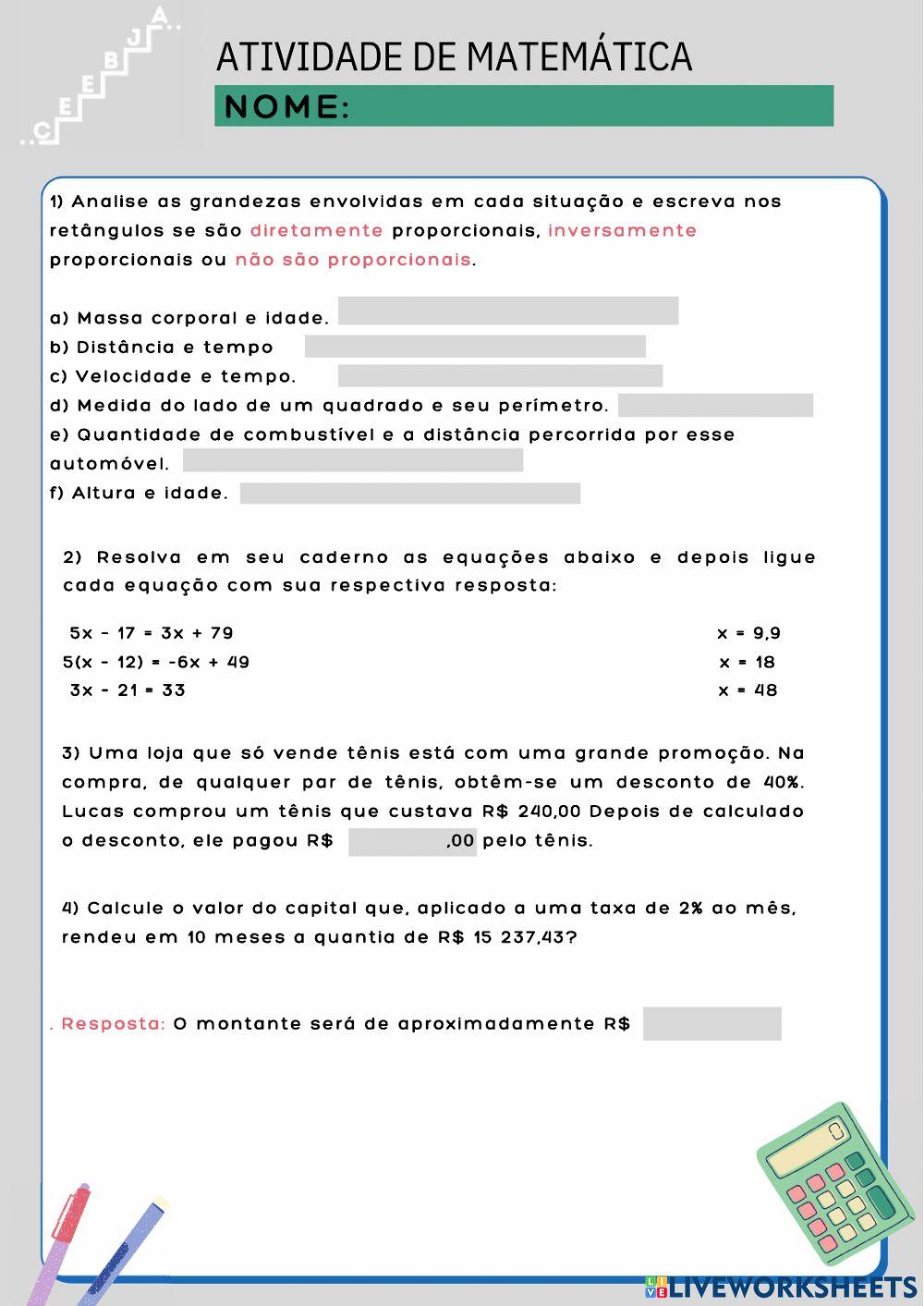 Atividade matemática