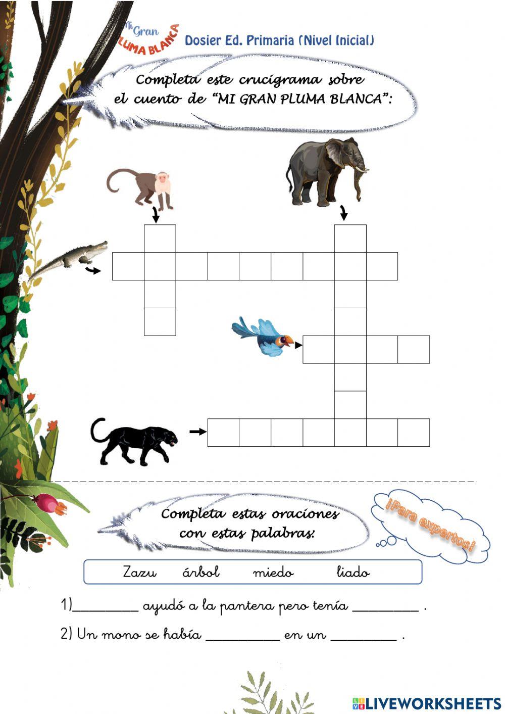 Crucigrama Pluma Blanca