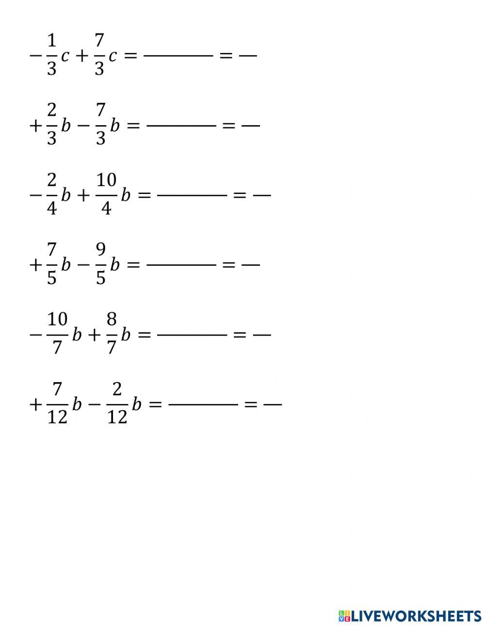 Suma de fracciones con coeficiente fraccionario