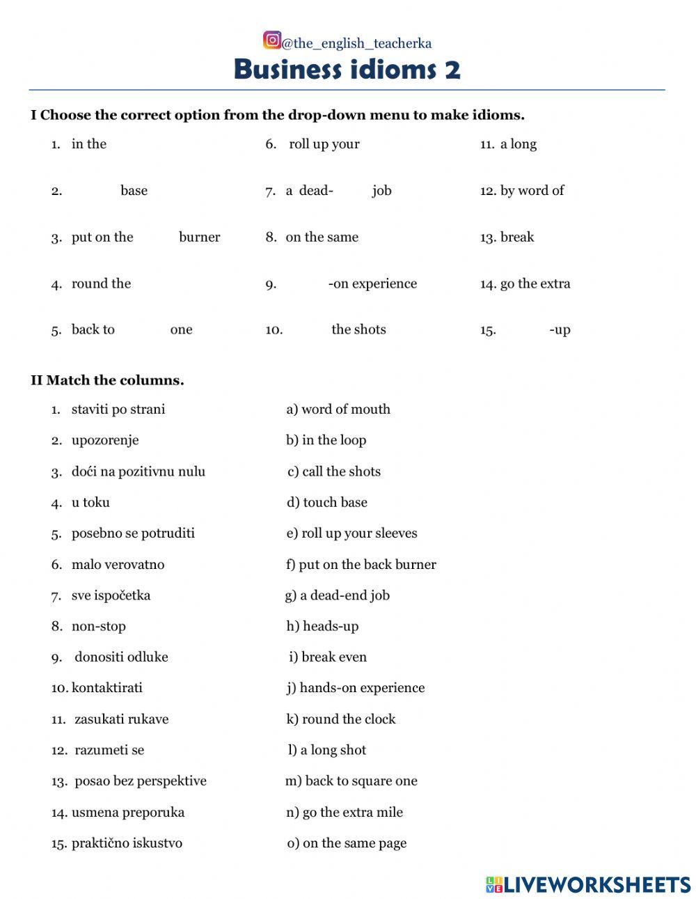Poslovni idiomi 2