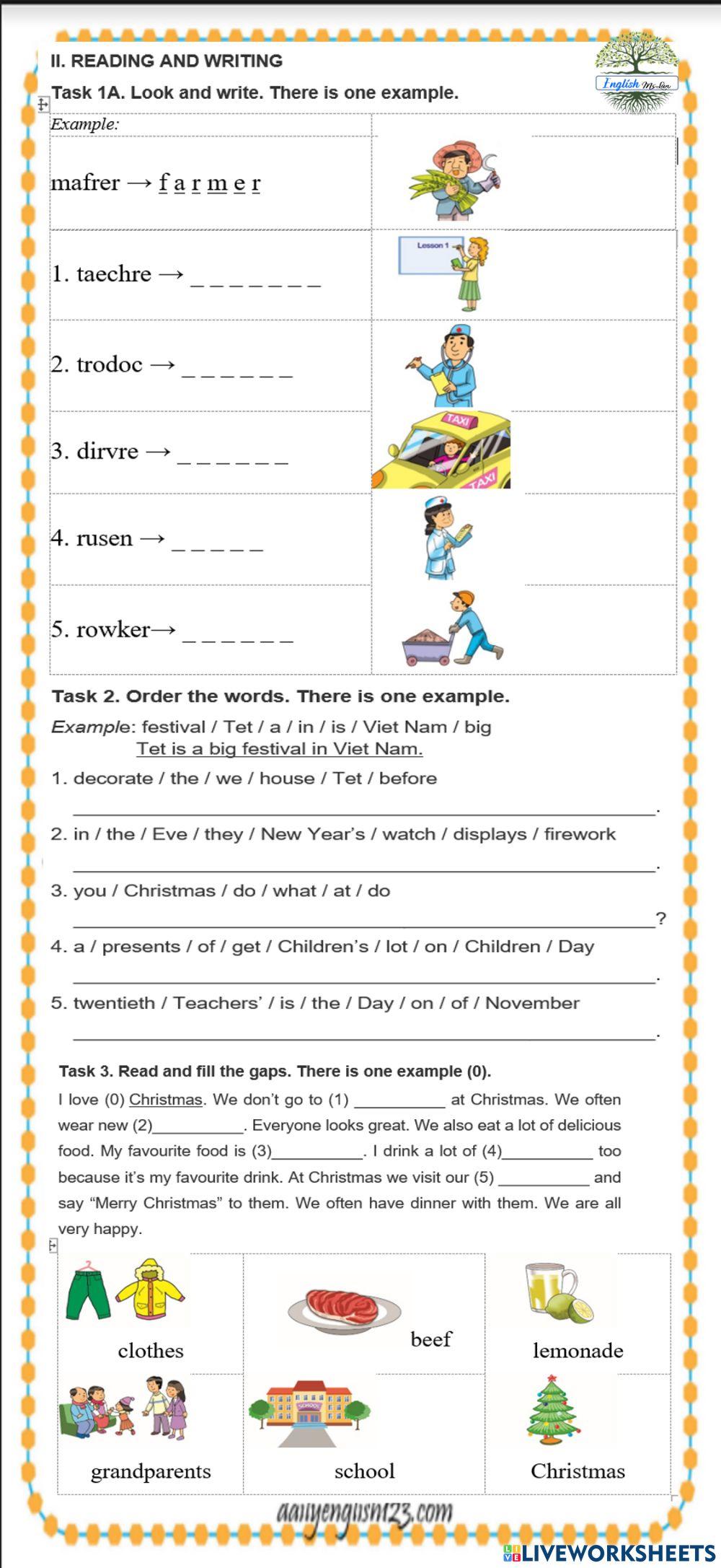 EL4: Middle test of semester2 : Reading and Writing (đề 3)