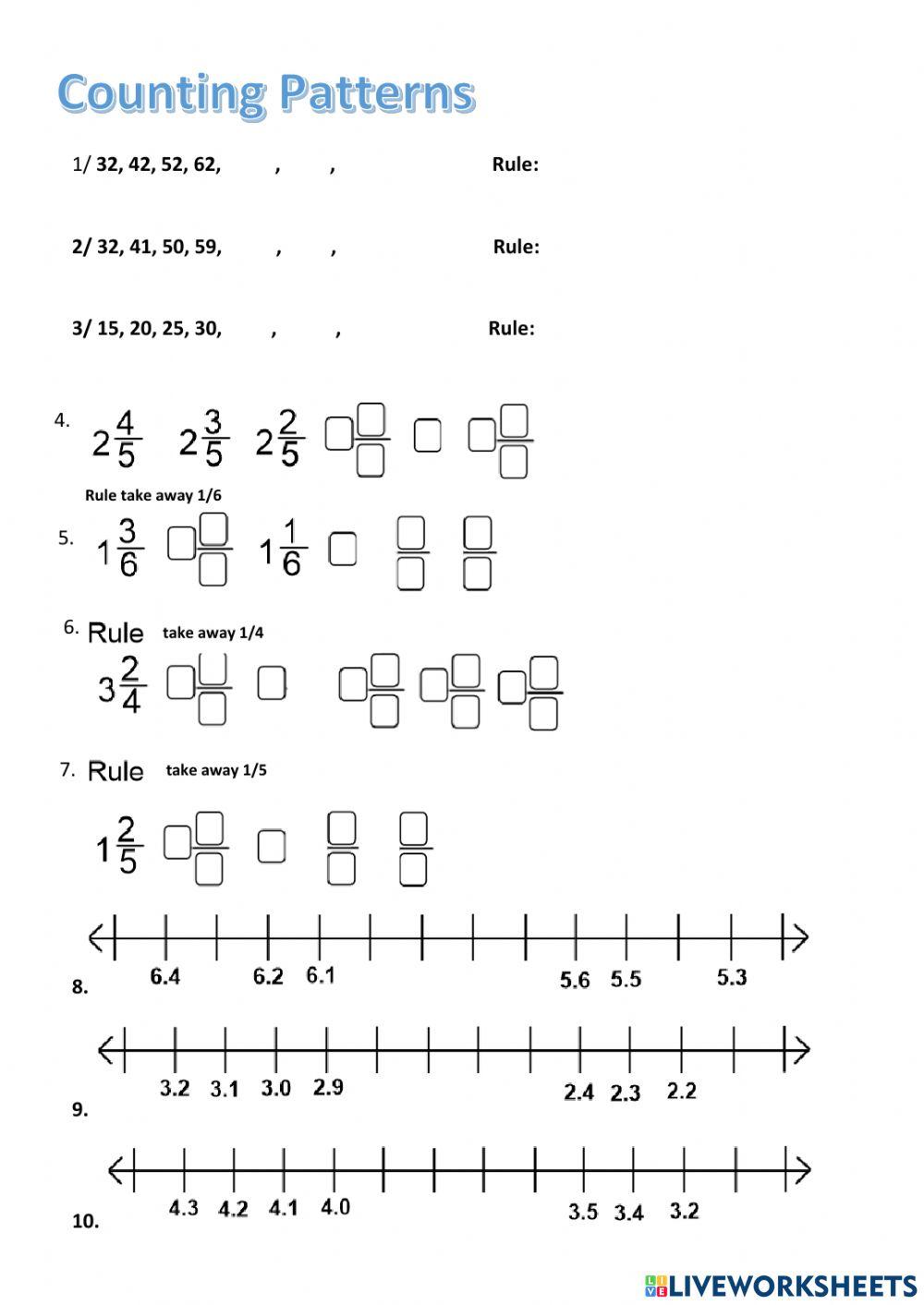 CHILL 5 Counting Patterns Mixed Fractions and Decimals