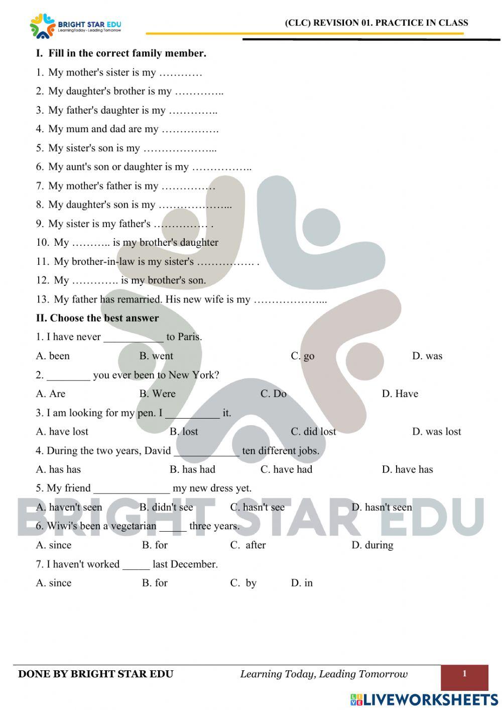 (CLC) Revision.Practice in class