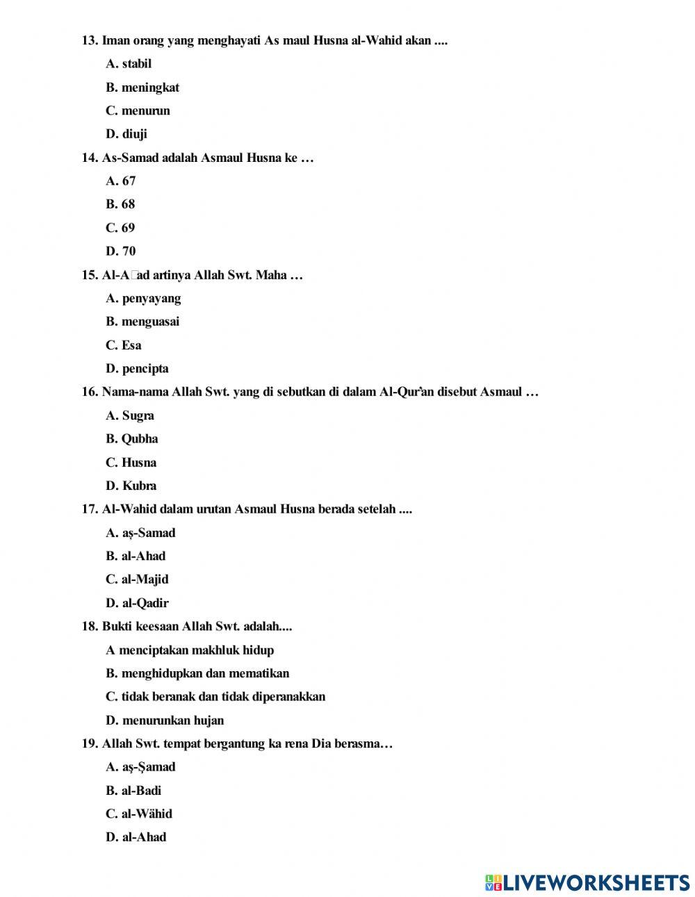 Pat akidah akhlak kelas 6   2022