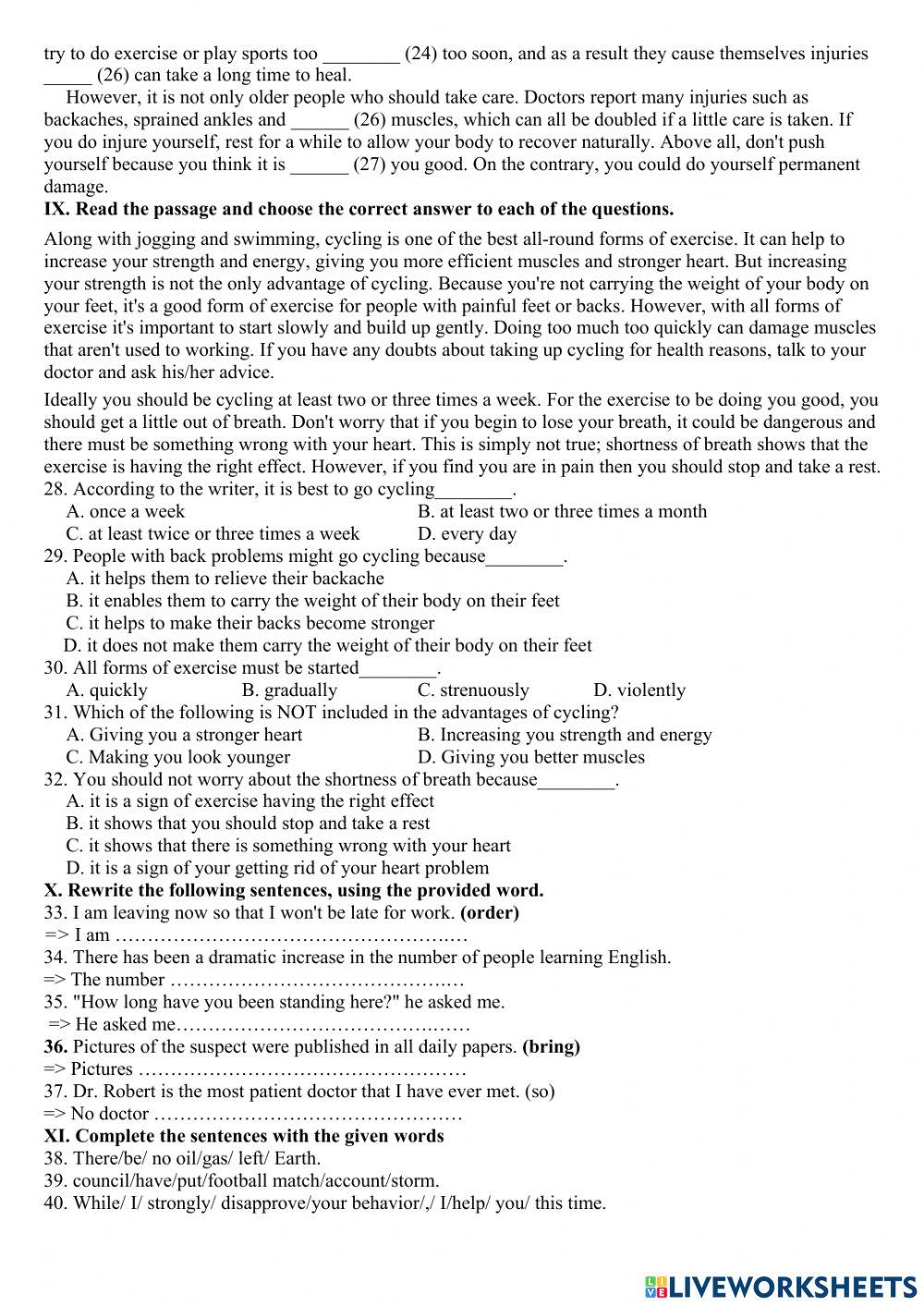 Đề thi tuyển sinh anh 9