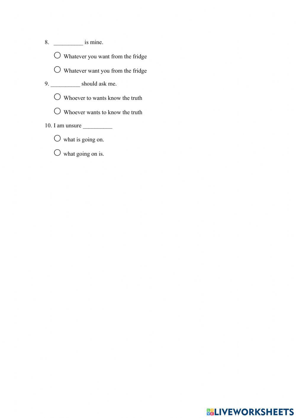 S2G5 Exercise 2 Word Order in Noun Clause