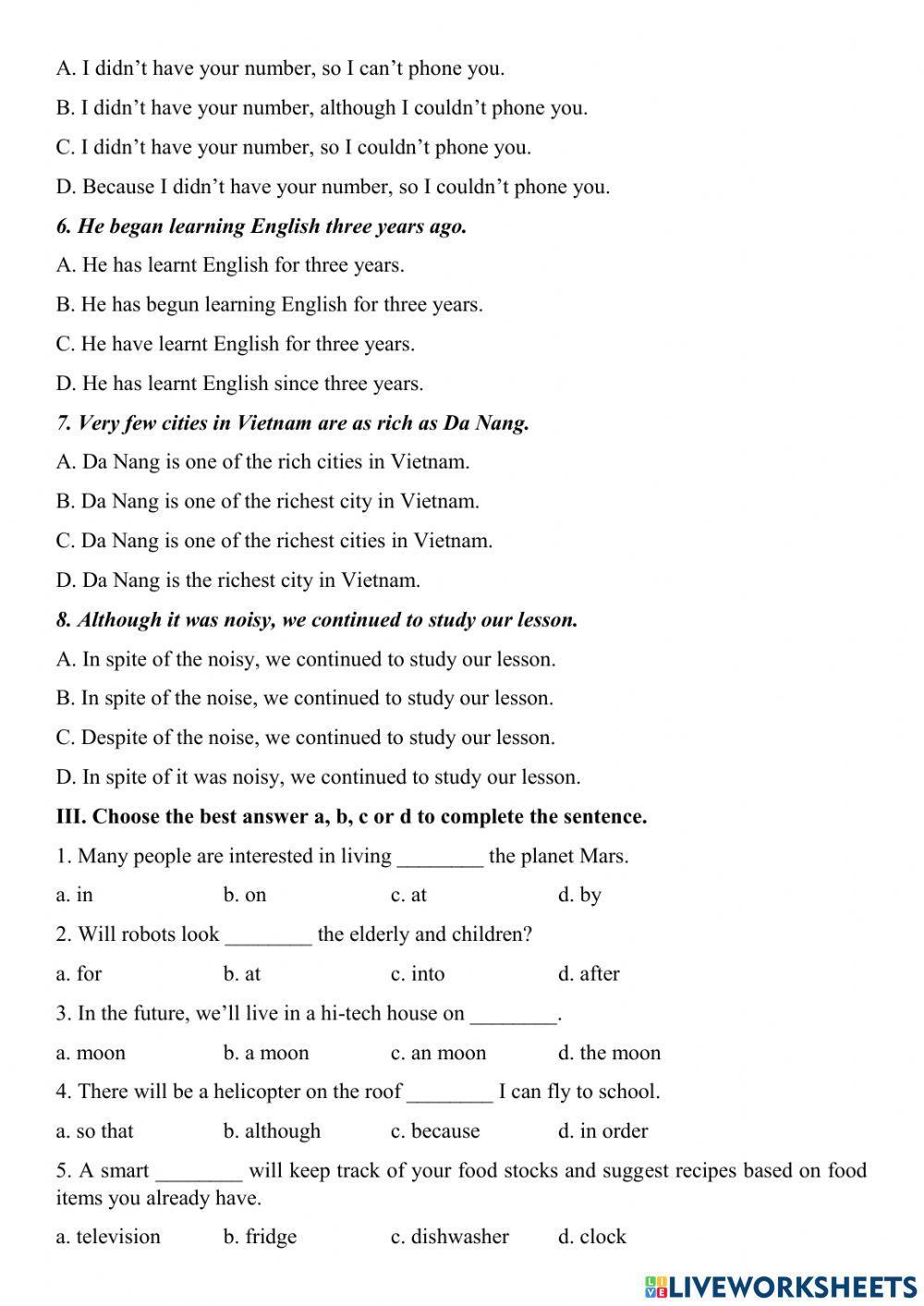 Unit 10: Our houses in future