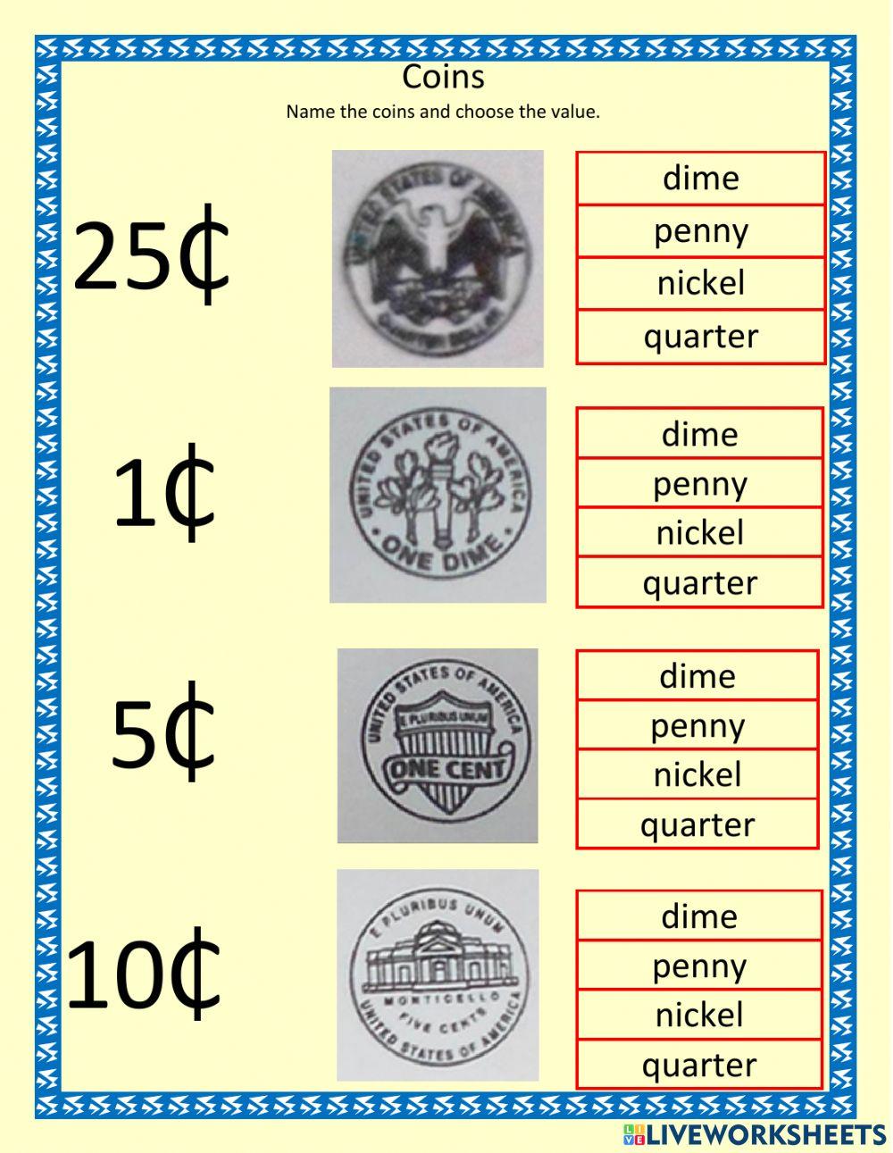 Count the coins and select the value (backs)
