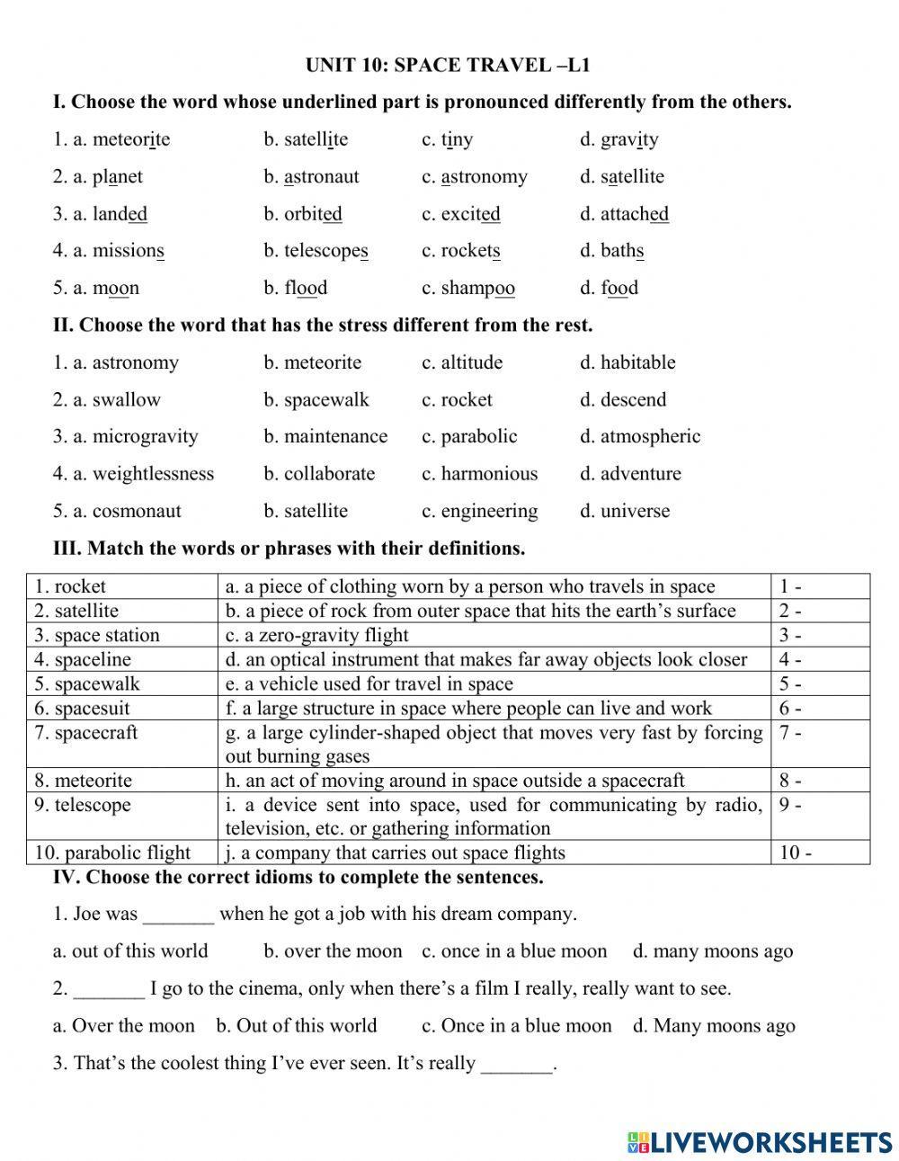 Unit 10: Space Travel