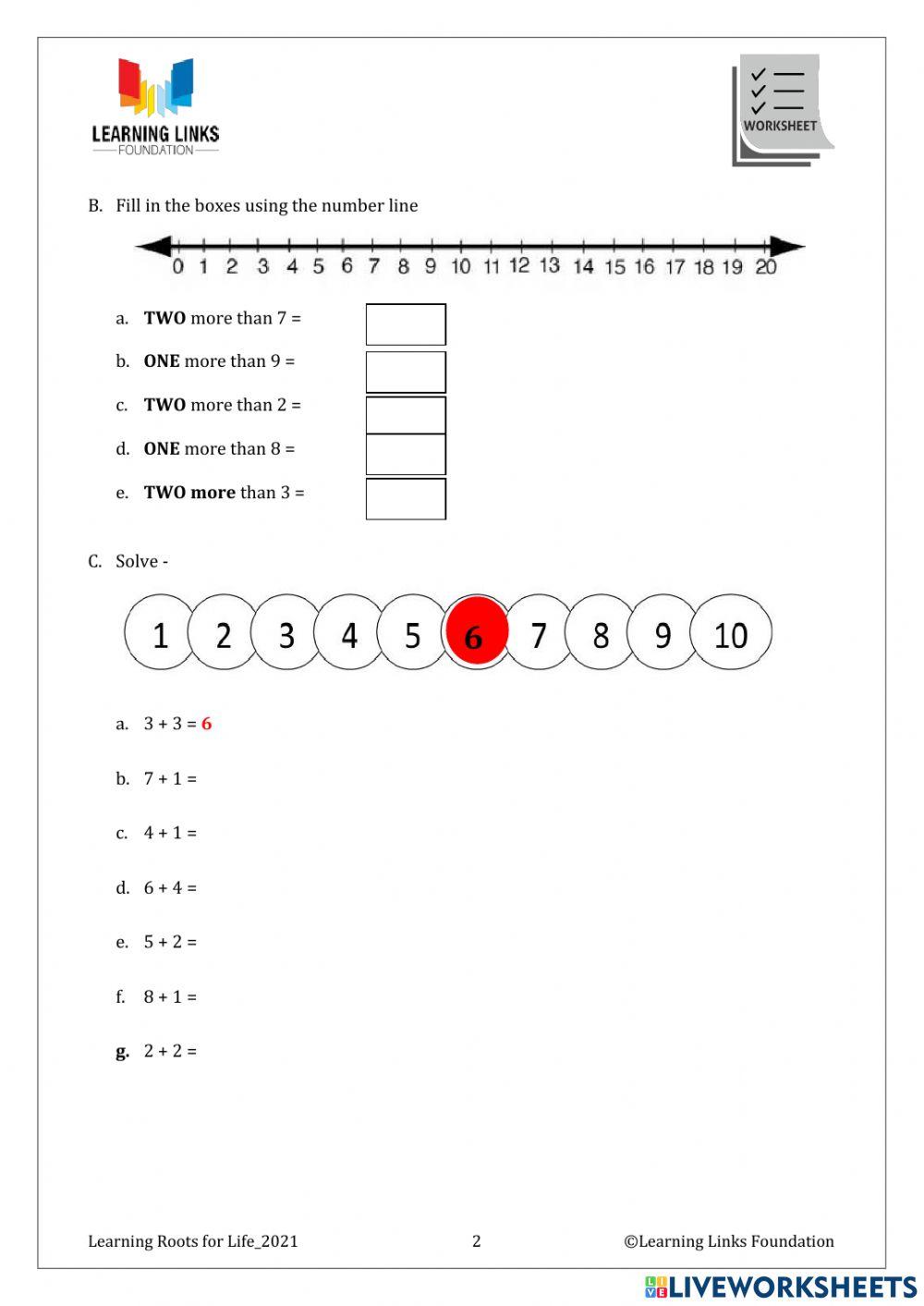 Phase 1– Foundation Numeracy Class Worksheet -10