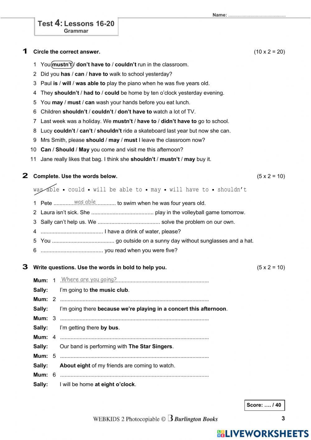 Webkids 2 TEST 4 (Lessons 16-20)