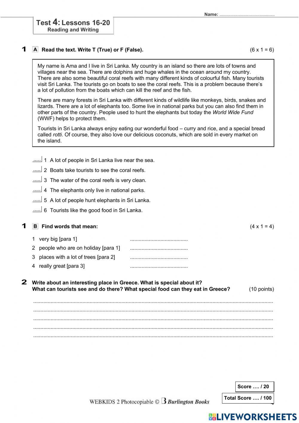 Webkids 2 TEST 4 (Lessons 16-20)