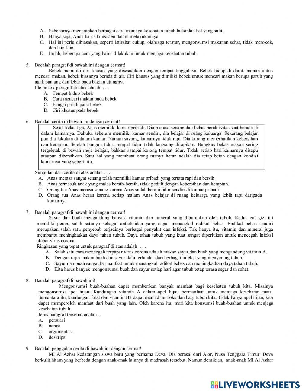 PAT 2022 Bahasa Indonesia Kelas 6