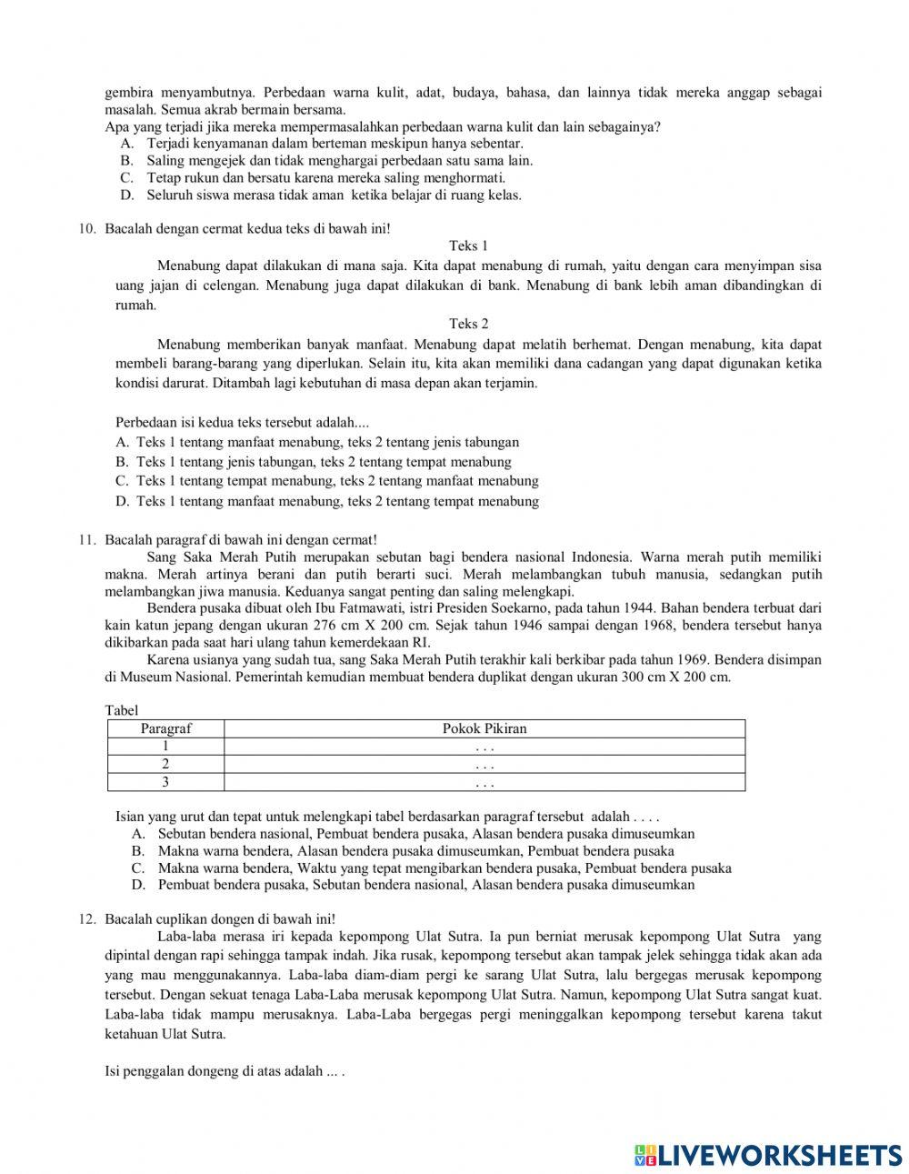 PAT 2022 Bahasa Indonesia Kelas 6