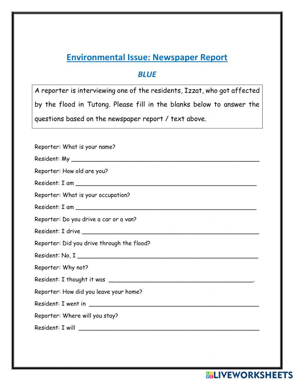 BLUE - Newspaper Report