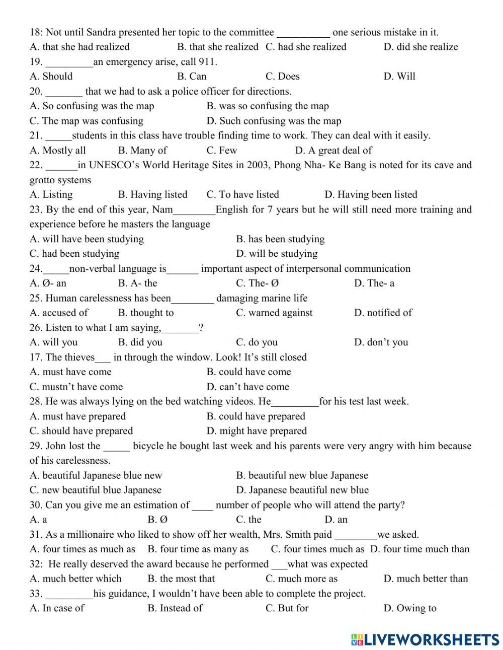 Grade 12- Grammar review 3