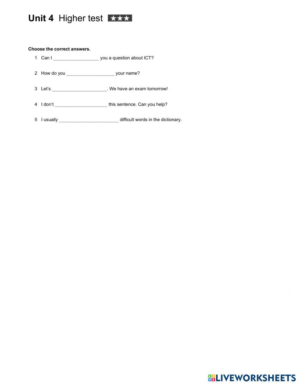 5th grade Unit 4 Test 5