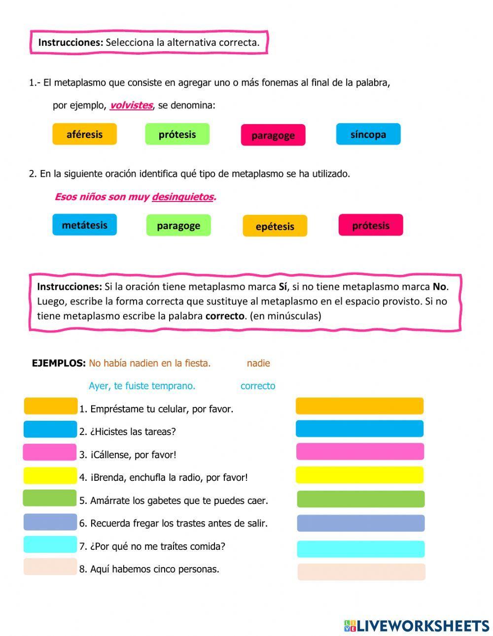 Pleonasmo-Metaplasmo-Complementos del verbo