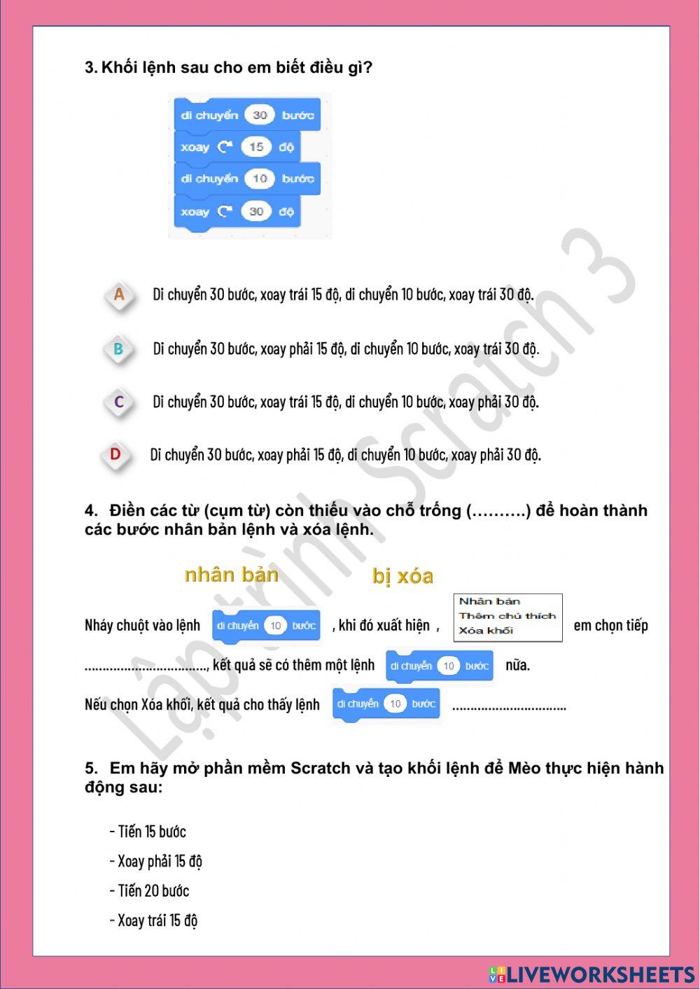 Tin học lớp 3-Tuần 28-Bài 1: Giới thiệu về Scratch