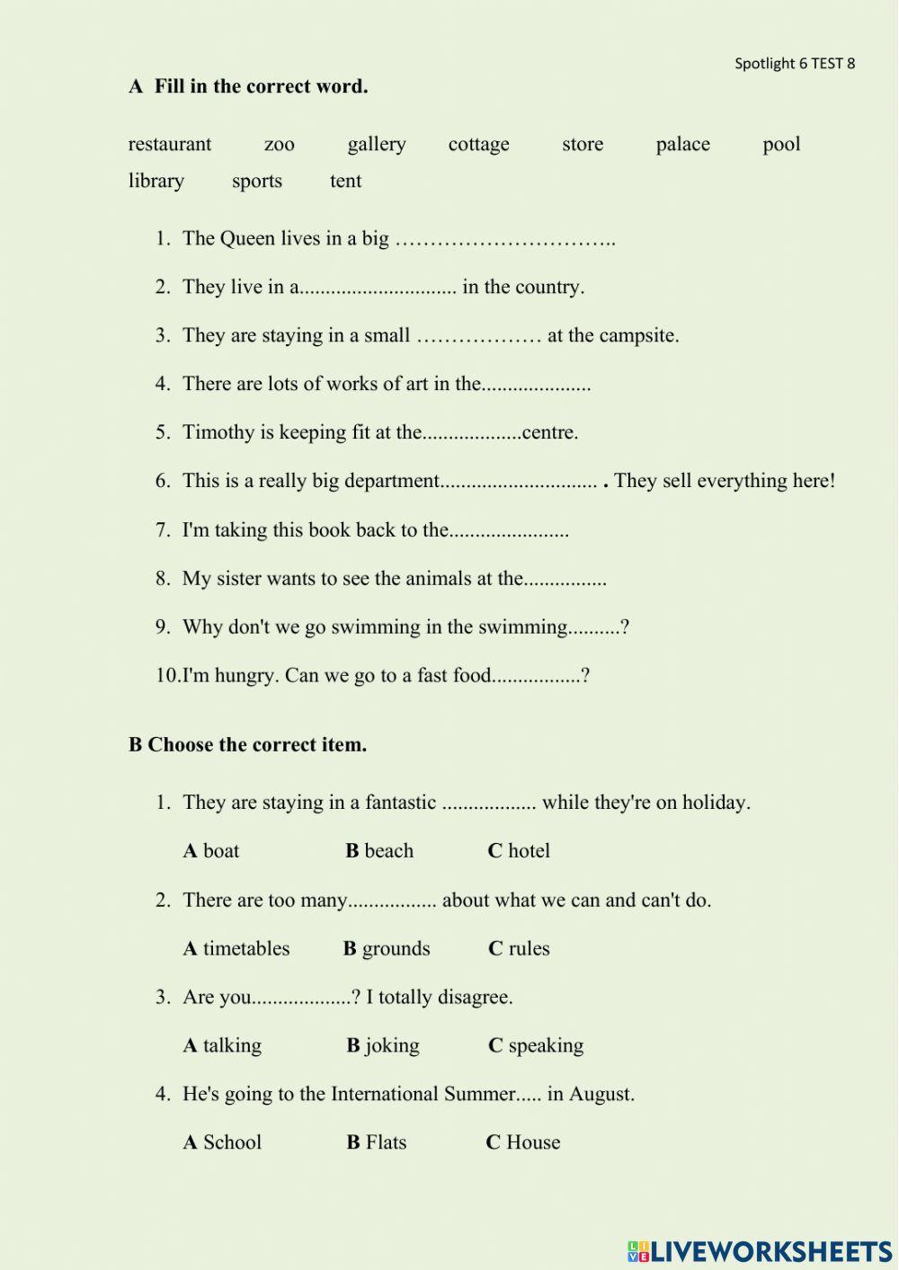 Spotlight 6 module 8 test