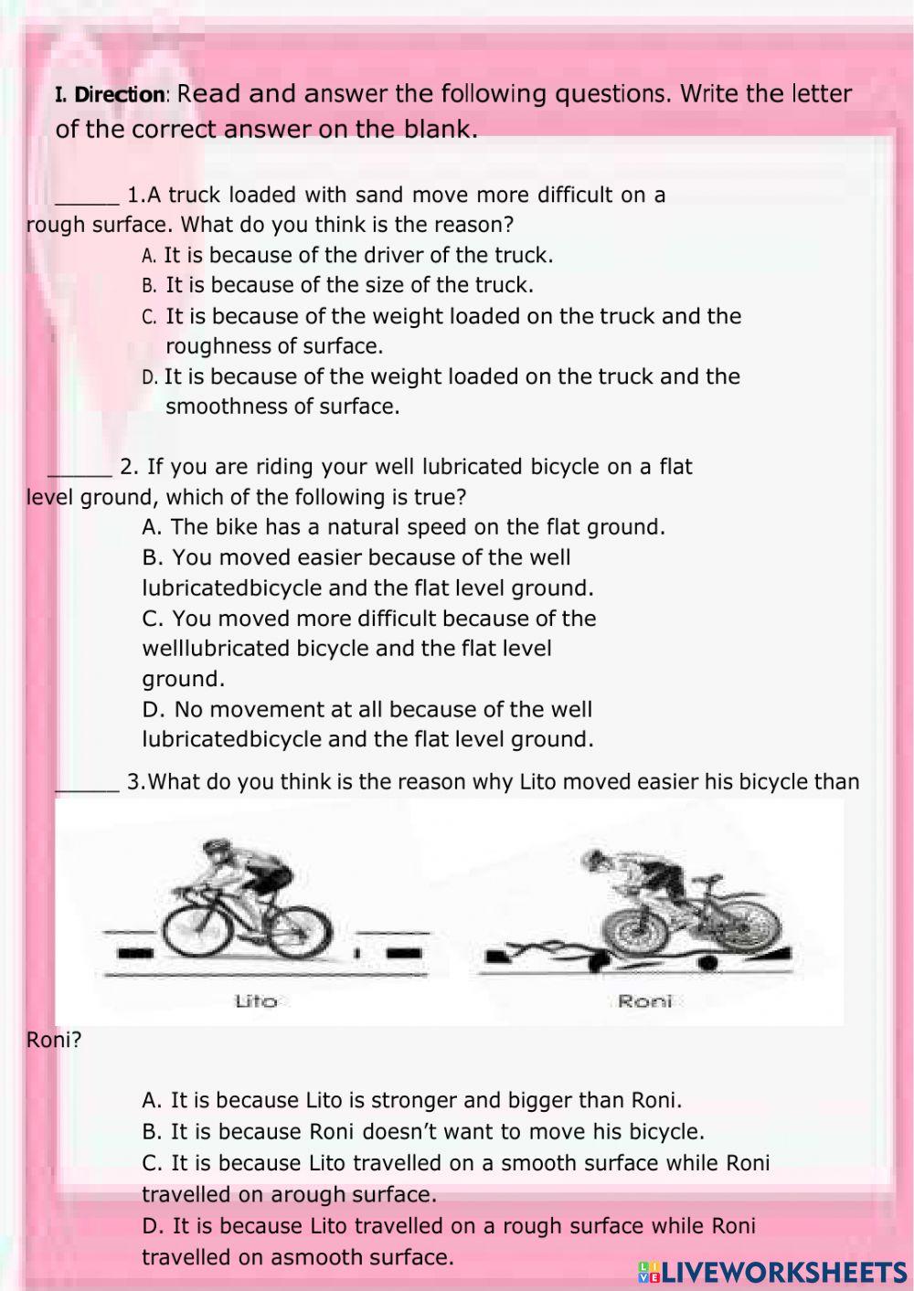 Ways that Make an Object Move Easier or More Difficult