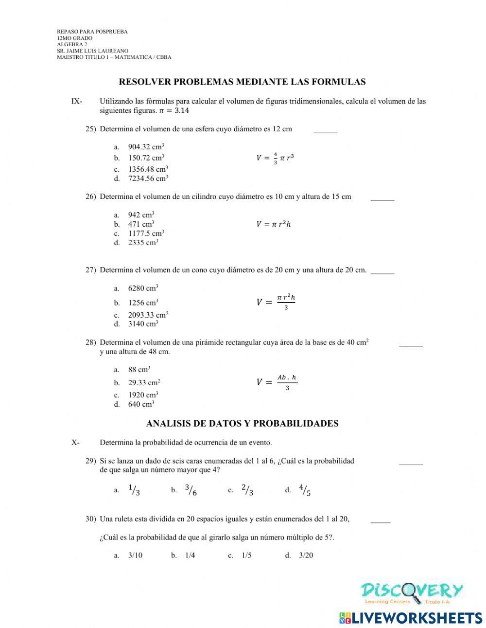 Repaso PosPrueba 9no Grado