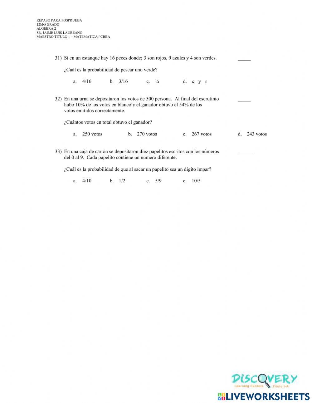 Repaso PosPrueba 9no Grado