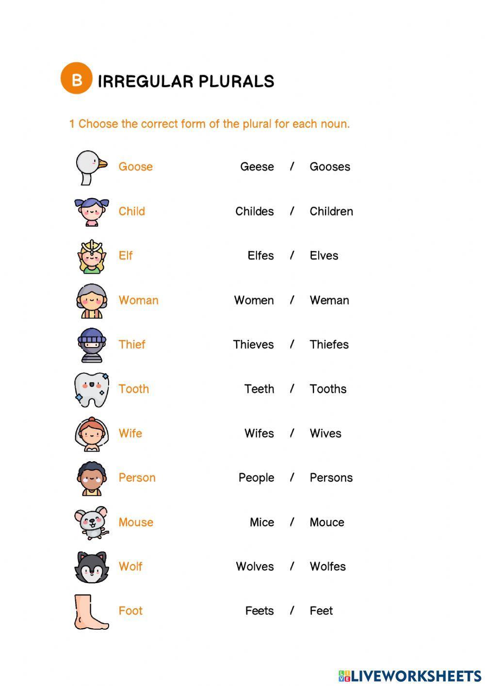 Plural form worksheet